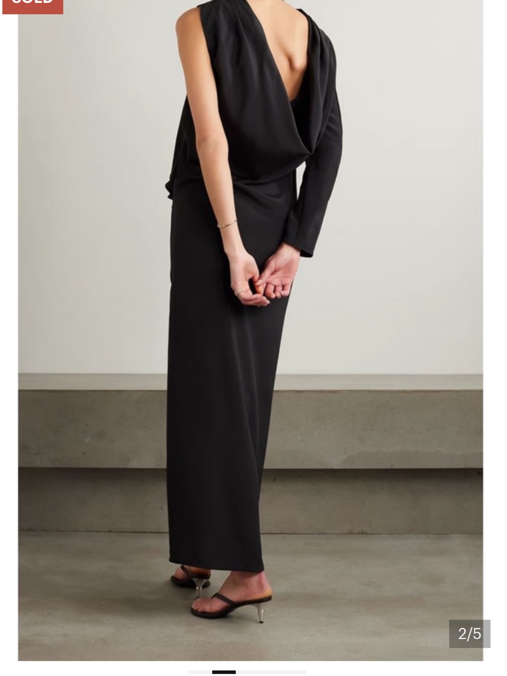Michael Lo Sordo Black Draped Maxi Dress Silk Crepe 2 New $1555 — image 2 of 5